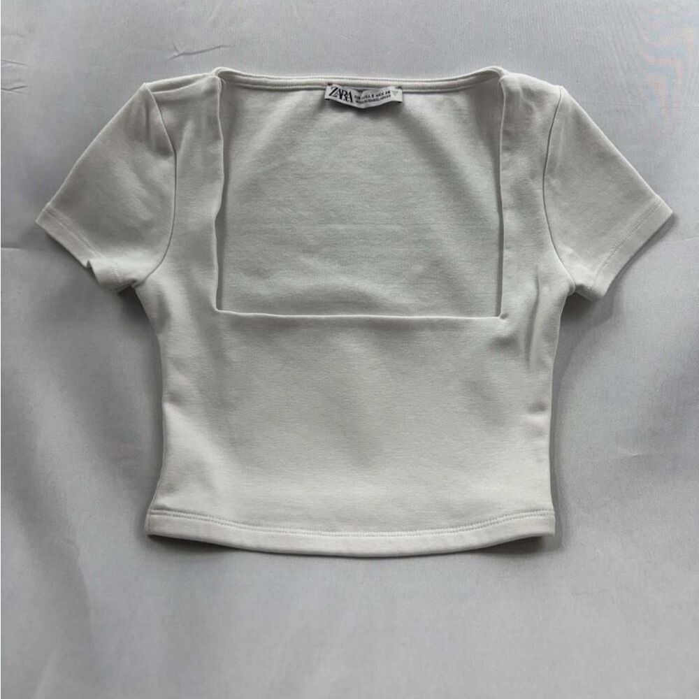Zara Cream Square Neck Crop Top